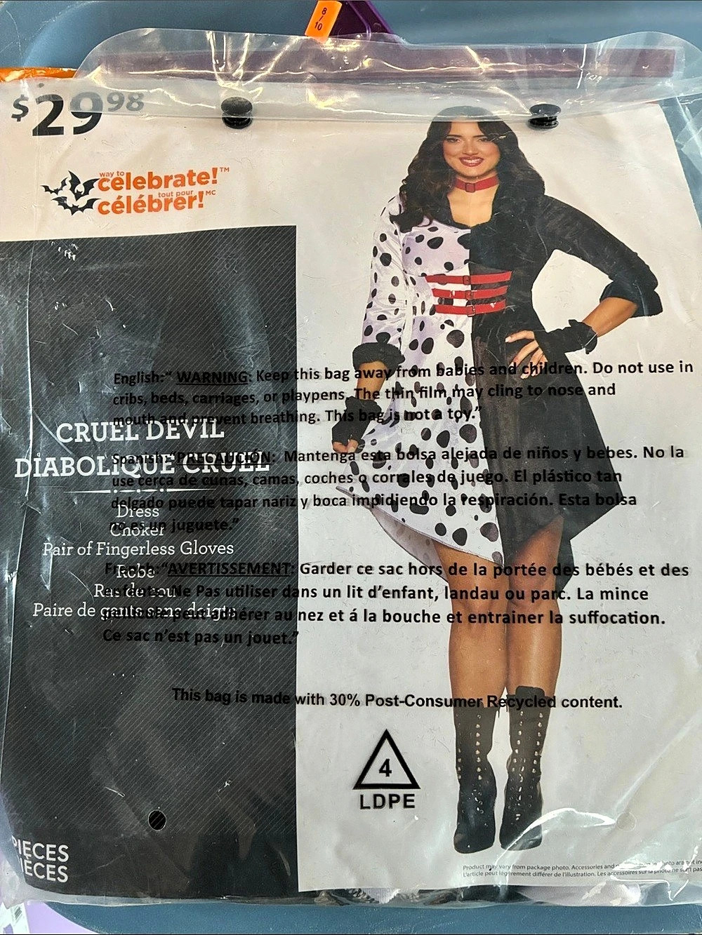 14Cruel Devil costume! Polka Dot Halloween Costume Size Medium NWT